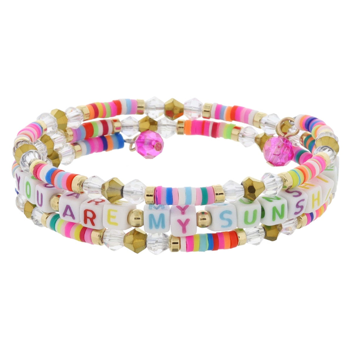 Kids Beaded Coil Bracelet Set | You Are My Sunshine