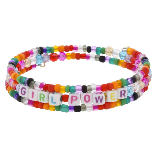 Kids Beaded Coil Bracelet Set | Girl Power