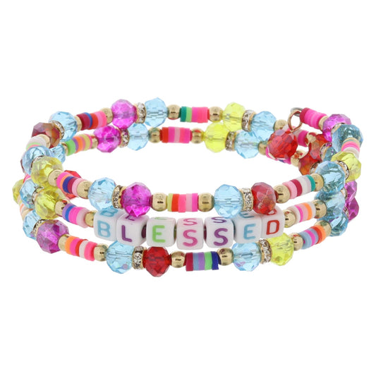 Kids Beaded Coil Bracelet Set | Blessed