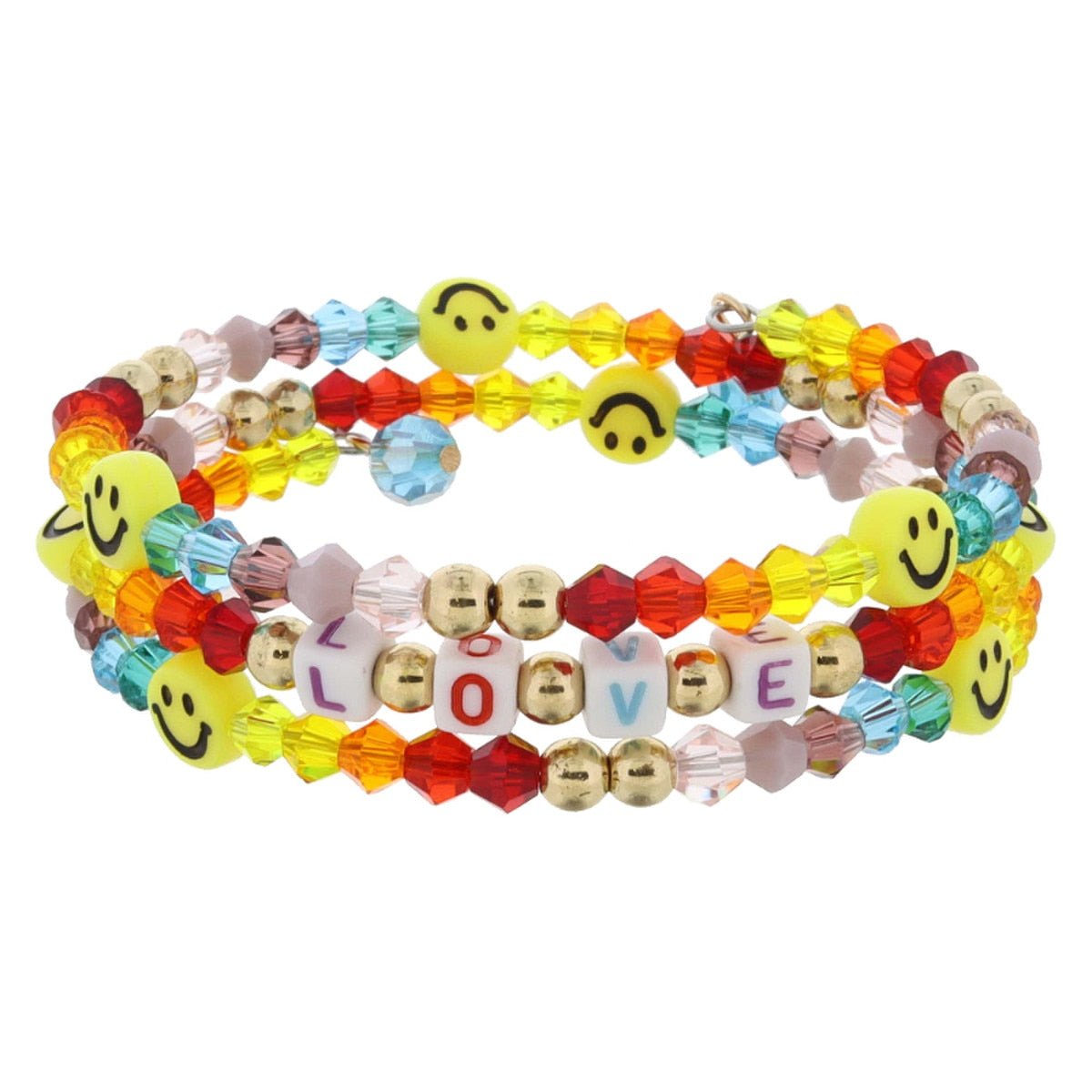 Kids Beaded Coil Bracelet Set | Love