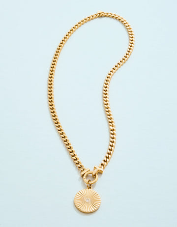Radiant Medallion Charm Necklace 18“ Crystal