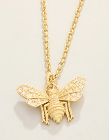 Vintage Bee Necklace 24” Crystal