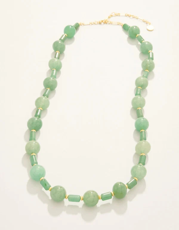 Castillo Beaded Necklace 24“ Green Aventurine