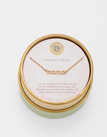 SLV Necklace 18” Thanks Mama/Script Gold