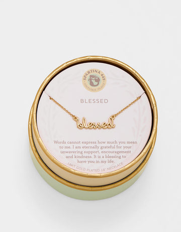 SLV Necklace 18“ Blessed/Script Gold