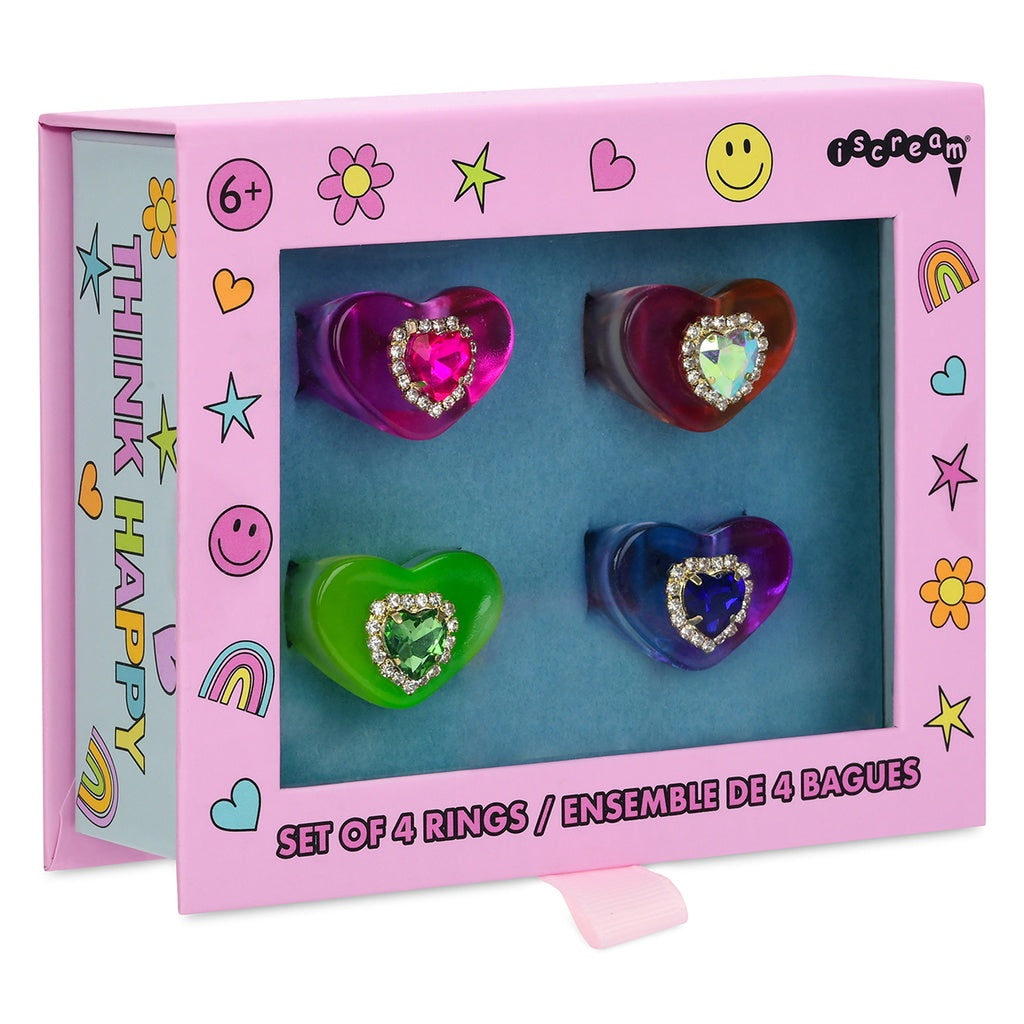 Jewel Heart Rings (Set of 4)