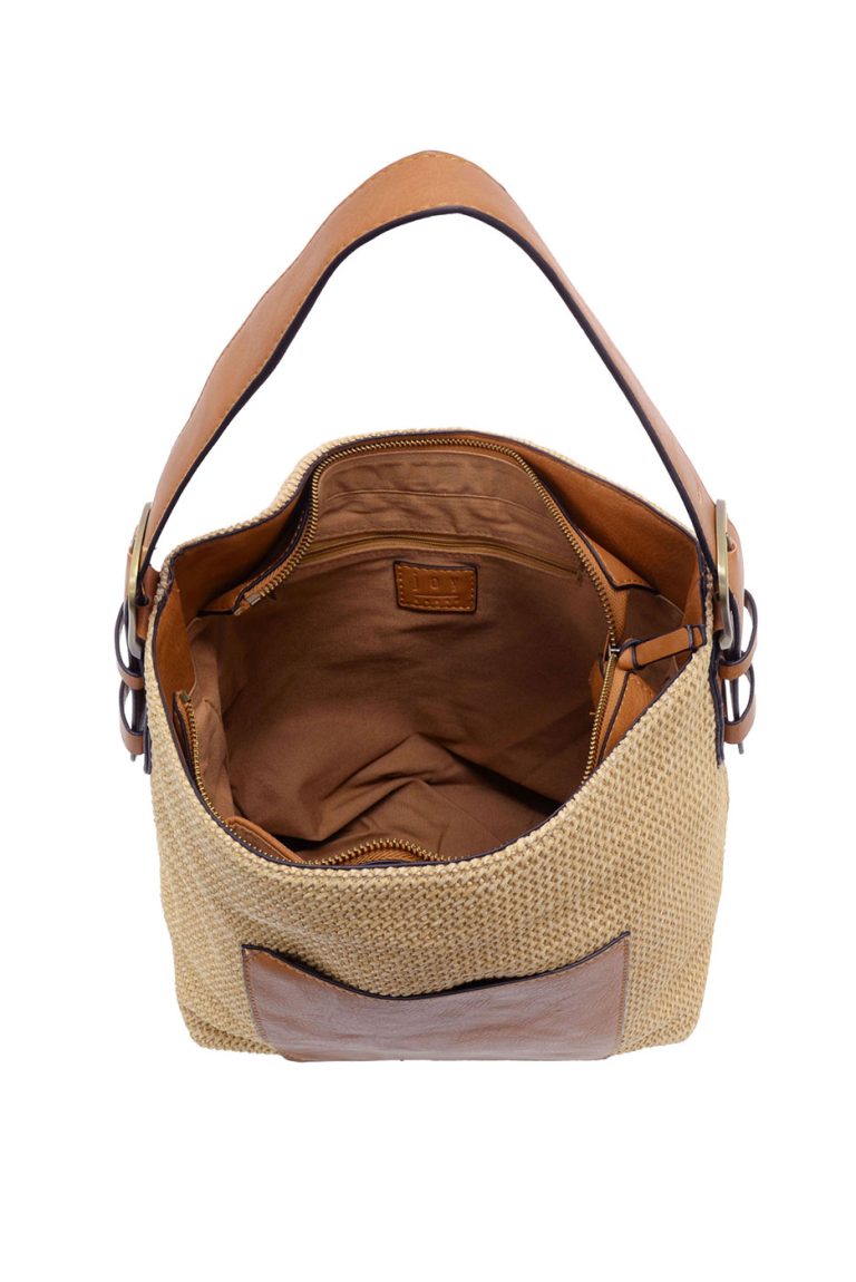 Natural Straw Topzip Hobo