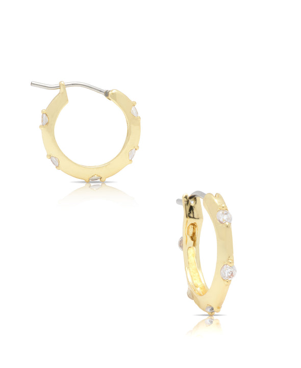 Gold Hoop Earrings | Cubic Zirconia | Medium