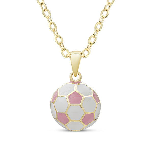 Pendant Necklace | Gold | Pink Soccer Ball