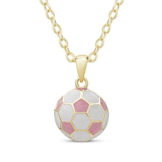 Pendant Necklace | Gold | Pink Soccer Ball