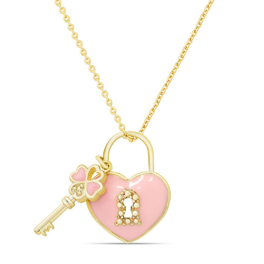 Pendant Necklace - Heart Lock & Key