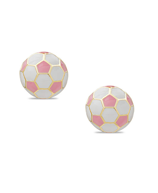 Stud Earrings - Soccer Ball Pink