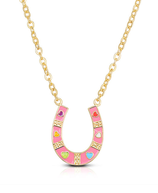Pendant Necklace - Pink Horseshoe