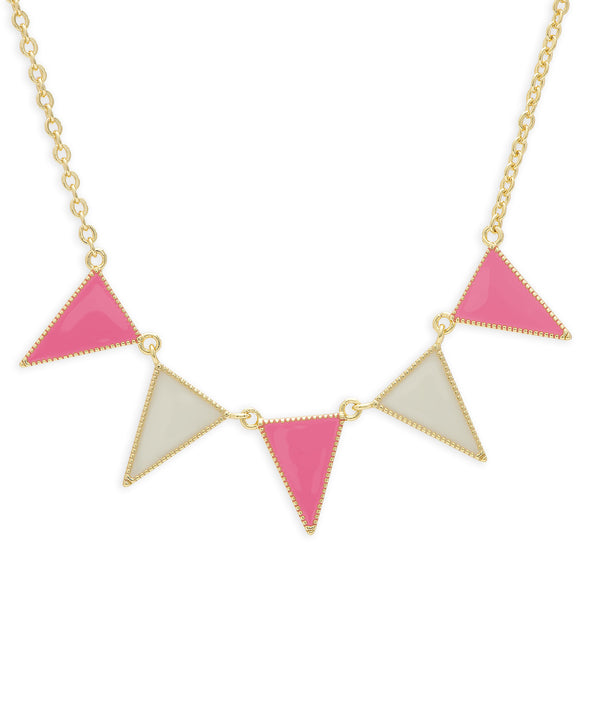 Pennant Banner Necklace - Pink & White