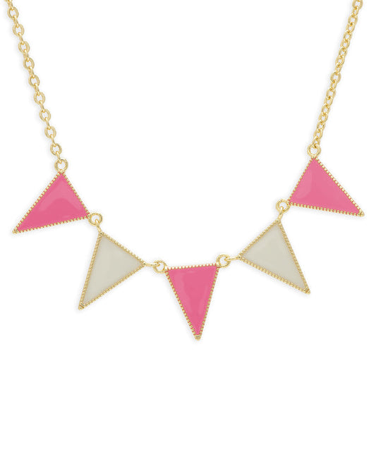 Pennant Banner Necklace - Pink & White
