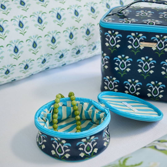 Round Jewelry Case | Rosemary Indigo