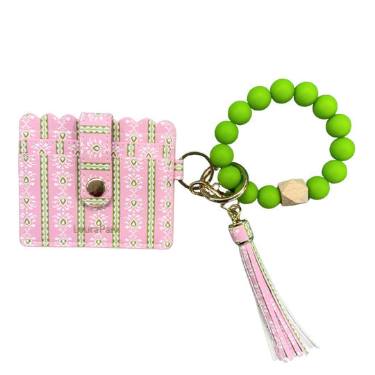Keychain Wallet | Rosemary Stripe Pink