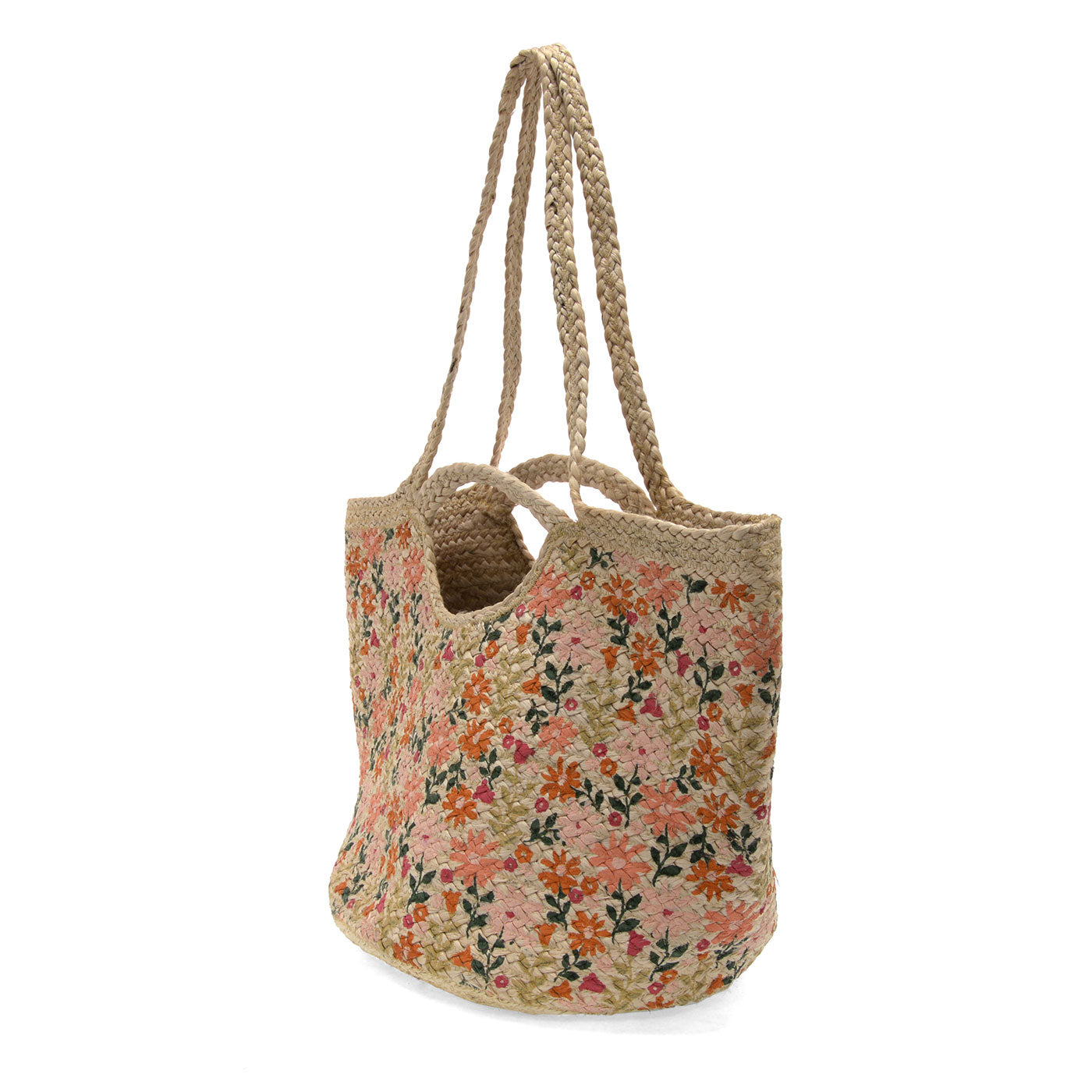 Coral Painted Daisies Anya Jute Tote