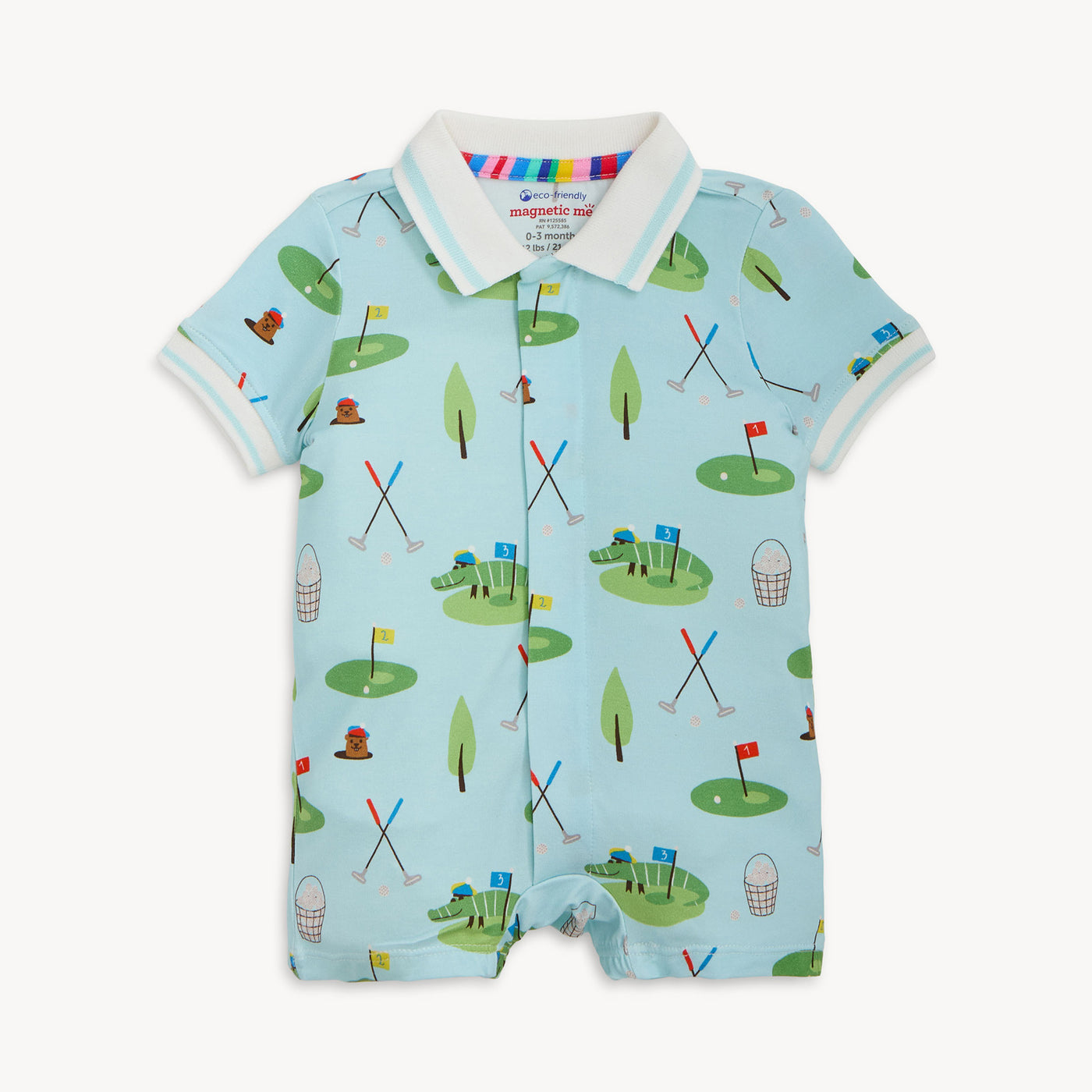 Magnetic Me Short Sleeve Polo Romper | Gopher It