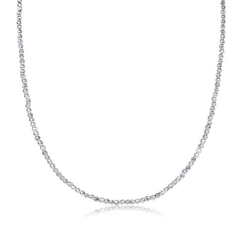 15" Choker Bright Silver Faceted Hematite | 2mm Bead