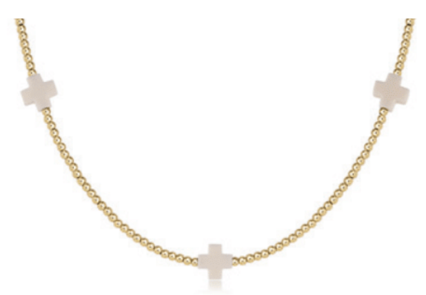 15" Choker | Signature Cross Gold 2mm | Off-White