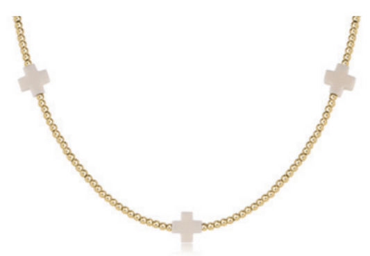 15" Choker | Signature Cross Gold 2mm | Off-White