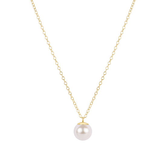 16" Necklace Gold | Classic Pearl 8mm Charm
