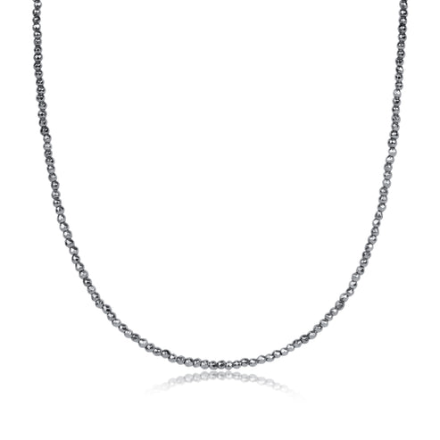 15" Choker Silver Faceted Hematite | 2mm Bead