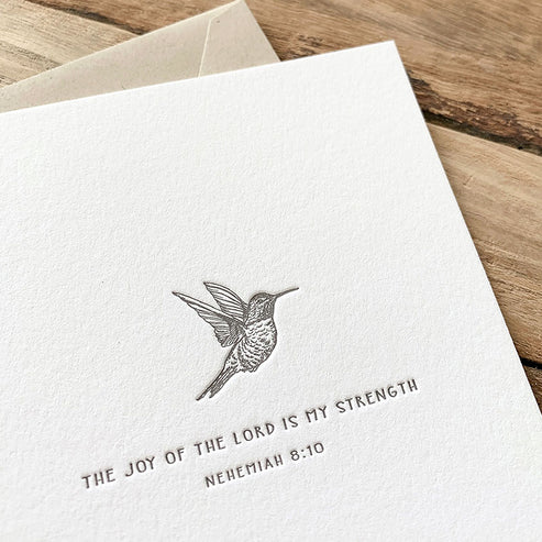 Flat Note Card | Hummingbird | Nehemiah 8:10