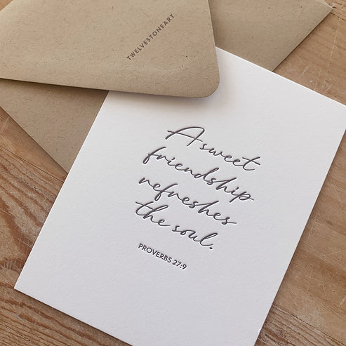 Flat Note Card | Sweet Friendship | Proverbs 27:9