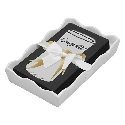 Ceramic Wave Napkin Tray with Guest Towel | Classic Grad