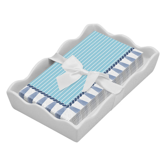 Ceramic Wave Napkin Tray with Guest Towel | Tidal Wave