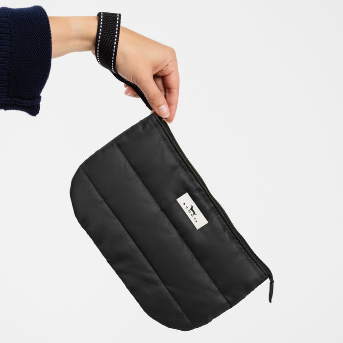 Roamy Wristlet | Black Puffer with Green Interior