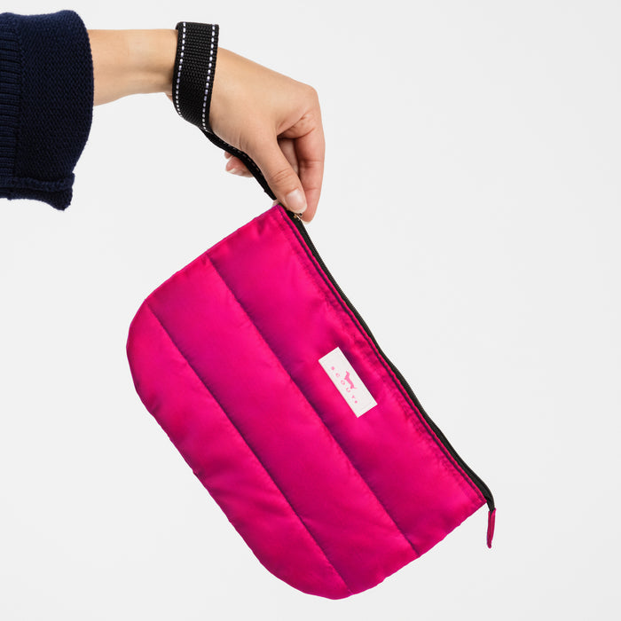 Roamy Wristlet | Pink Puffer with Orange Interior