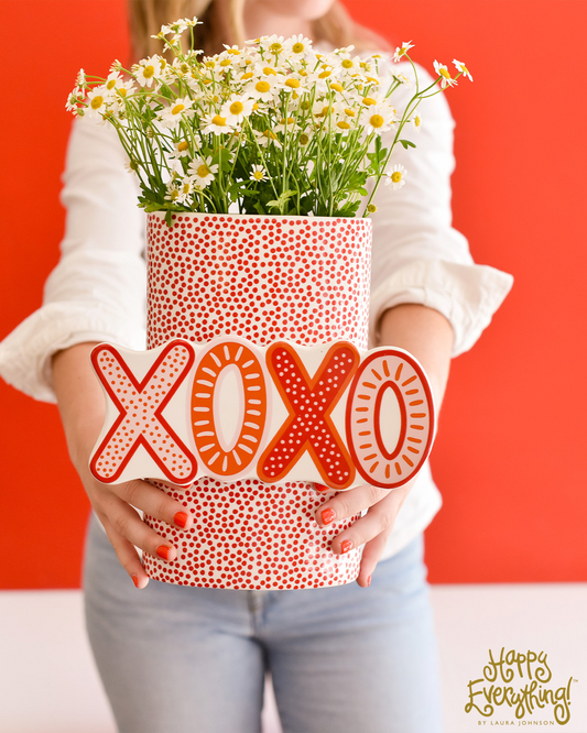 HEV Big Oval Vase | Red Small Dot