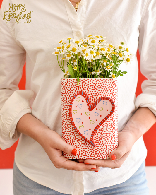 HEV Mini Oval Vase | Red Small Dot