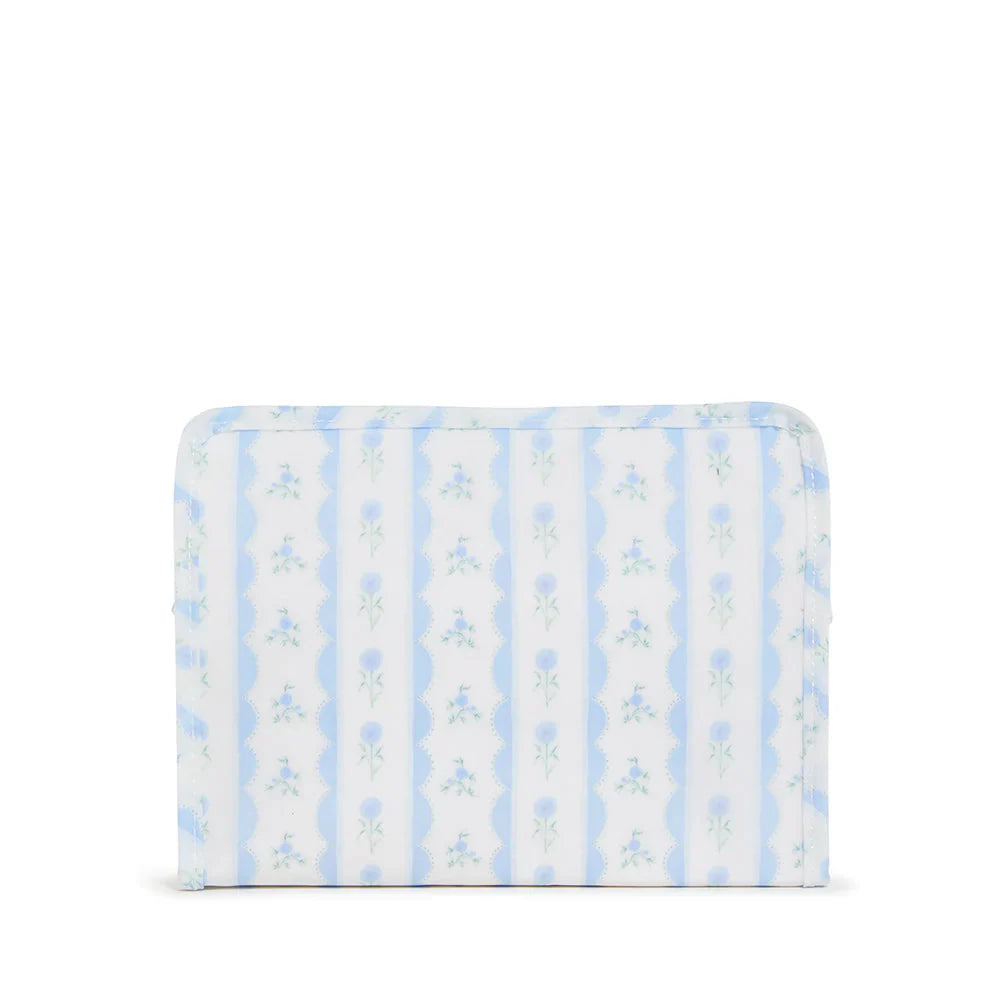 Medium Roadie Zip Pouch | Ribbon Floral Blue