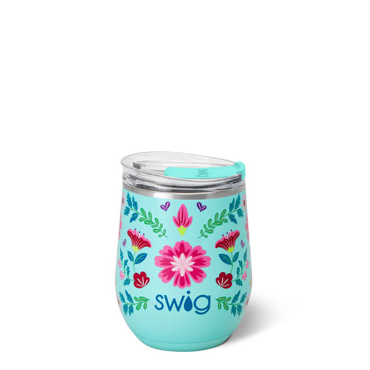 12oz Stemless Wine Cup | Flora Azul