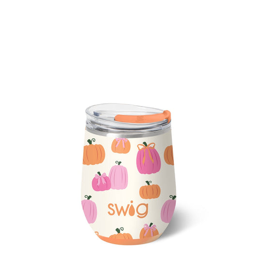 12oz Stemless Wine Cup | Pumpkins and Bows