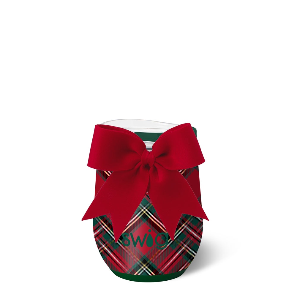 12oz Stemless Wine Cup | Christmas Plaid