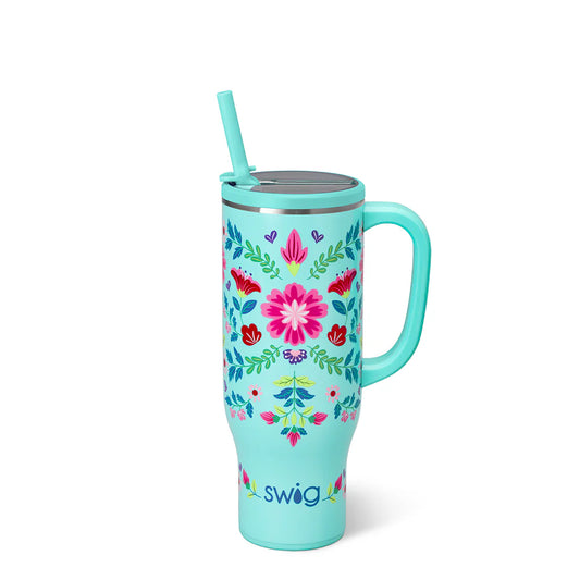 30oz Leakproof To-Go Tumbler | Flora Azul