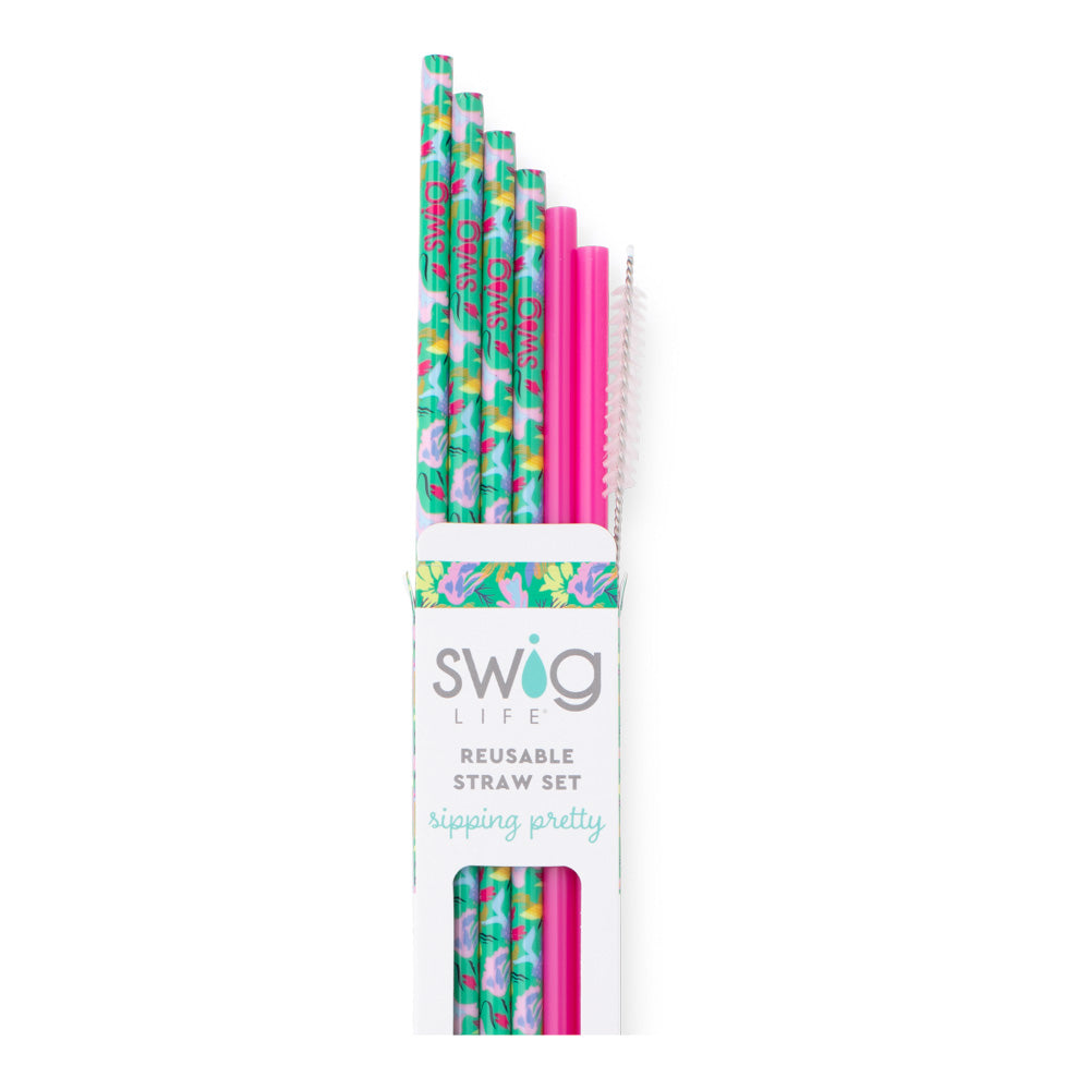 Loc Straw Set Reusable Straw Set | Paradise + Hot Pink – Eliza B's