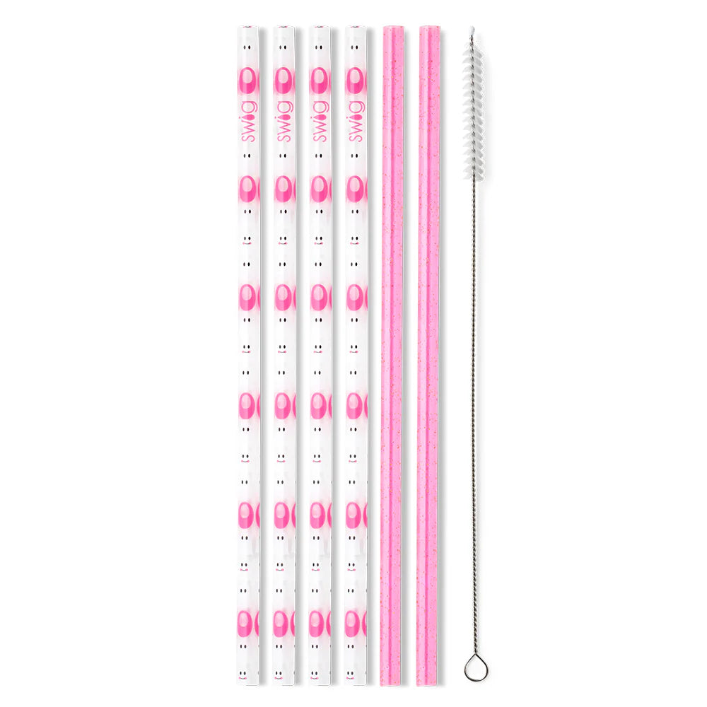 Reusable Straw Set | Faboolous + Pink Glitter