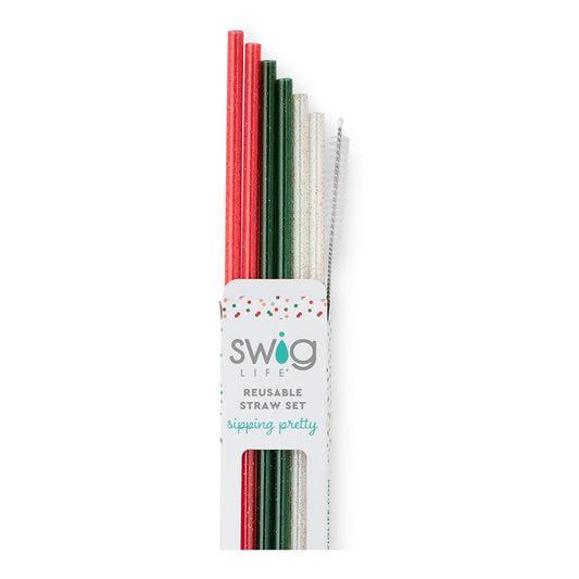 Reusable Straw Set | Christmas Glitter