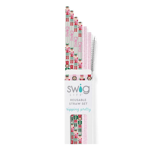 Reusable Straw Set | Sugar Plum Soldiers + Light Pink Glitter