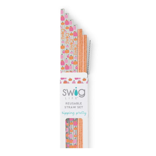 Reusable Straw Set | Pumpkins and Bows