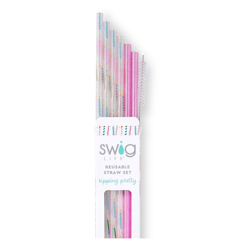 Reusable Straw Set | Make a Wish + Purple Glitter