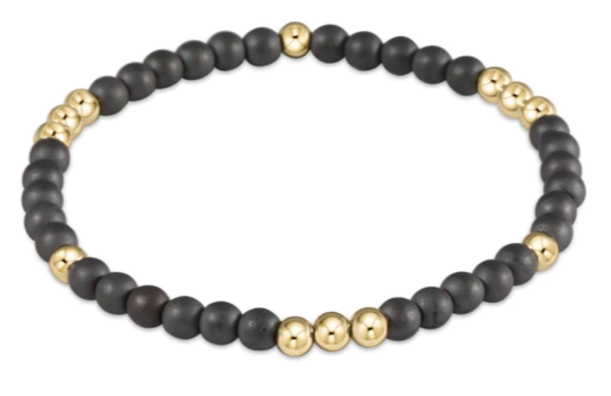 Worthy Pattern 3mm Bead Bracelet - Hematite