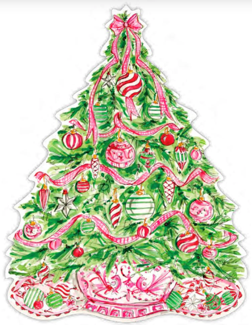 Placemat - Christmas Tree with Pink Ribbon & Bow
