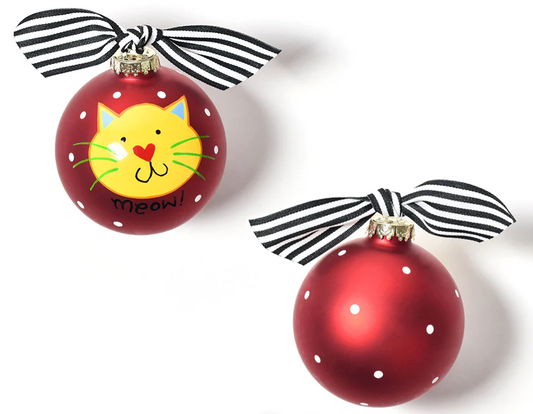 Glass Ornament - Meow Red Cat